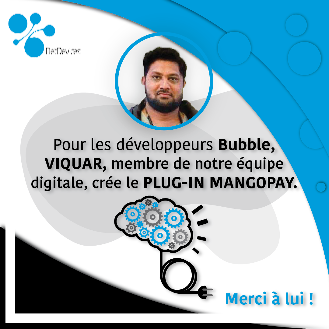 Un Plug-in Mangopay simple & efficace.Pour les développeurs Bubble, Viquar, membre de notre équipe digitale, crée le Plug-in Mangopay