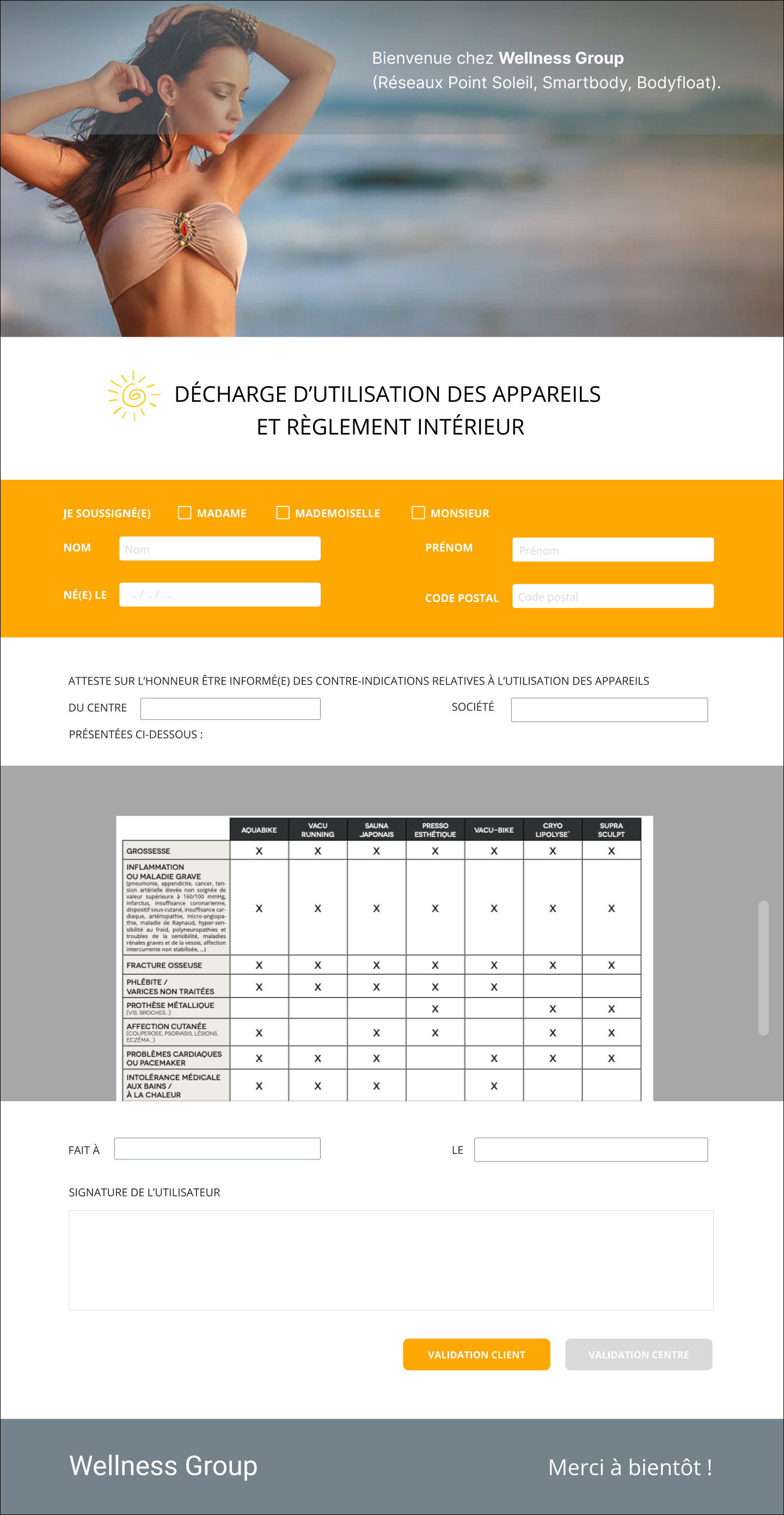 Format paysage- formulaire client decharge – Point Soleil