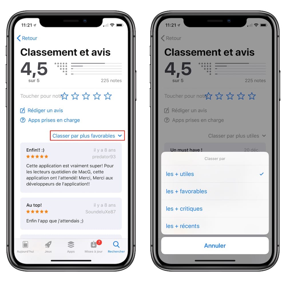 avis app mobile